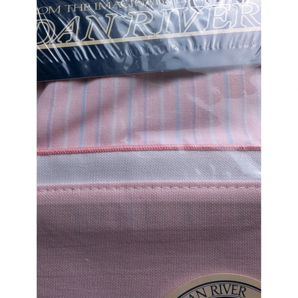 VTG NEW‎ USA Dan River TWO KING PILLOWCASES 20 X 40 Pink& Light Blue Stripes